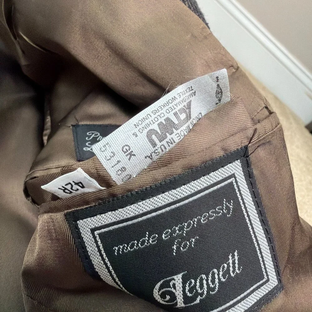 Vintage Christian Dior Monsieur Herringbone Blazer Men 42R Brown Academia Preppy